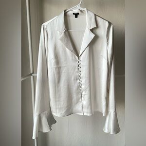 Express White Satin Button-Down Women's Shirt Size S